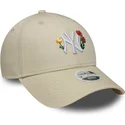 casquette-courbee-beige-ajustable-pour-femme-9forty-floral-icon-new-york-yankees-mlb-new-era