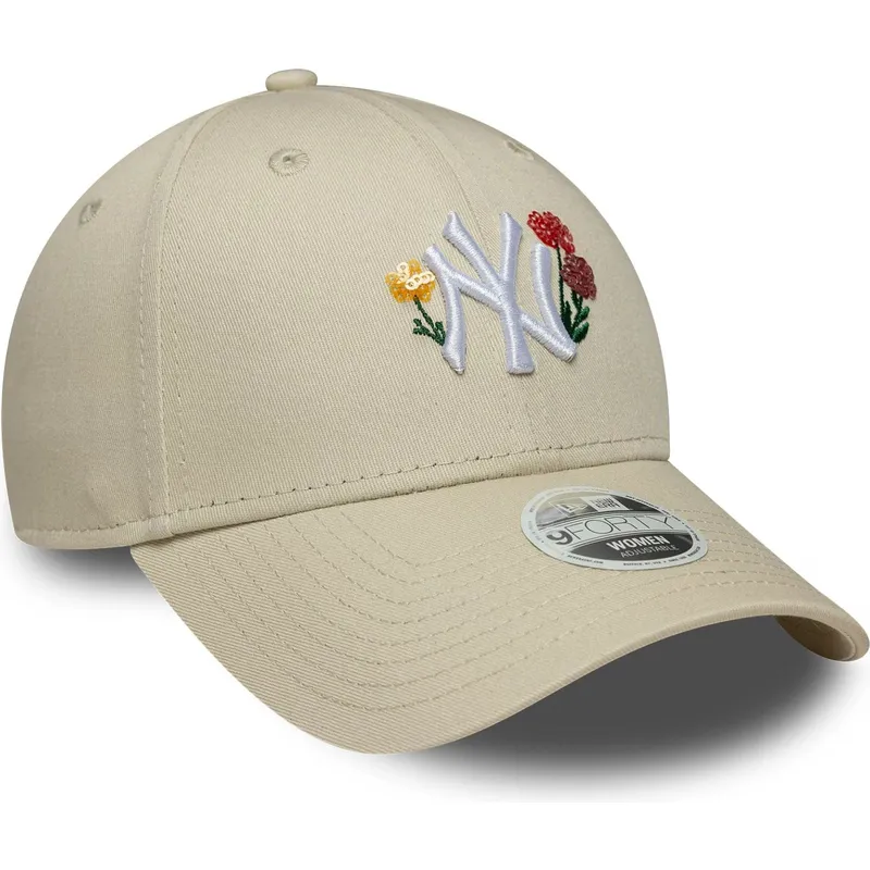 shapka-izvita-bezhov-reguliruema-9forty-floral-icon-na-new-york-yankees-mlb-ot-new-era