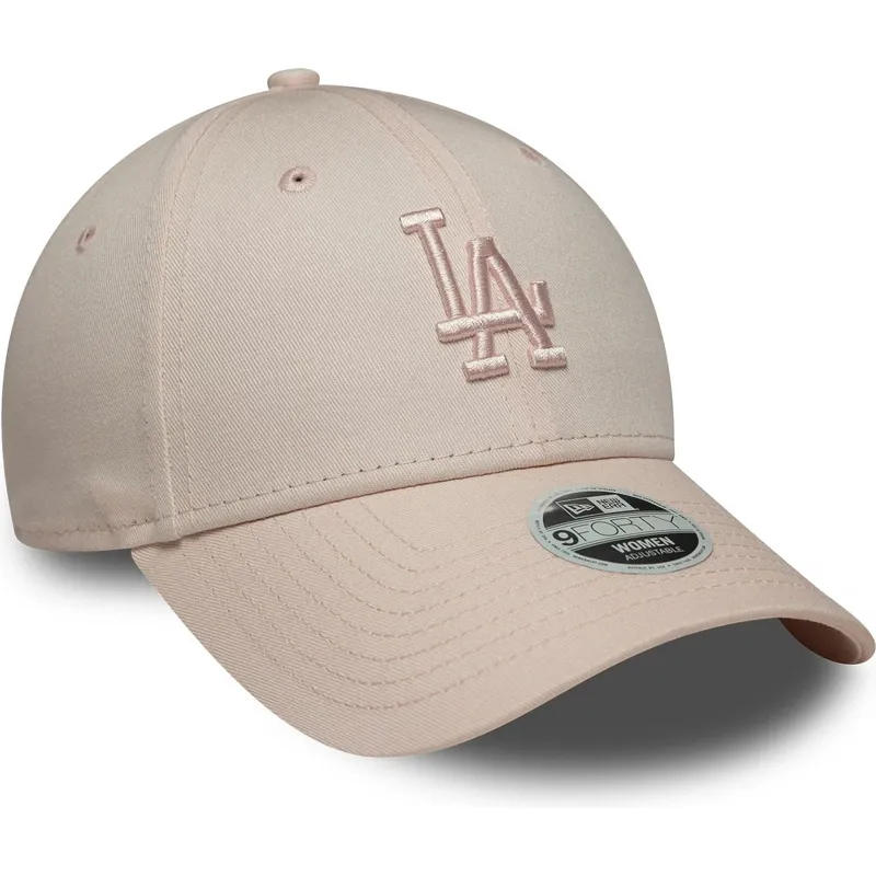 new-era-curved-brim-women-pink-logo-9forty-league-essential-midi-los-angeles-dodgers-mlb-pink-adjustable-cap