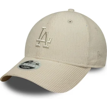 Beige verstellbare Curved Cap mit beigem Logo für Damen 9FORTY M-Crown Pastel Cord der Los Angeles Dodgers MLB von New Era