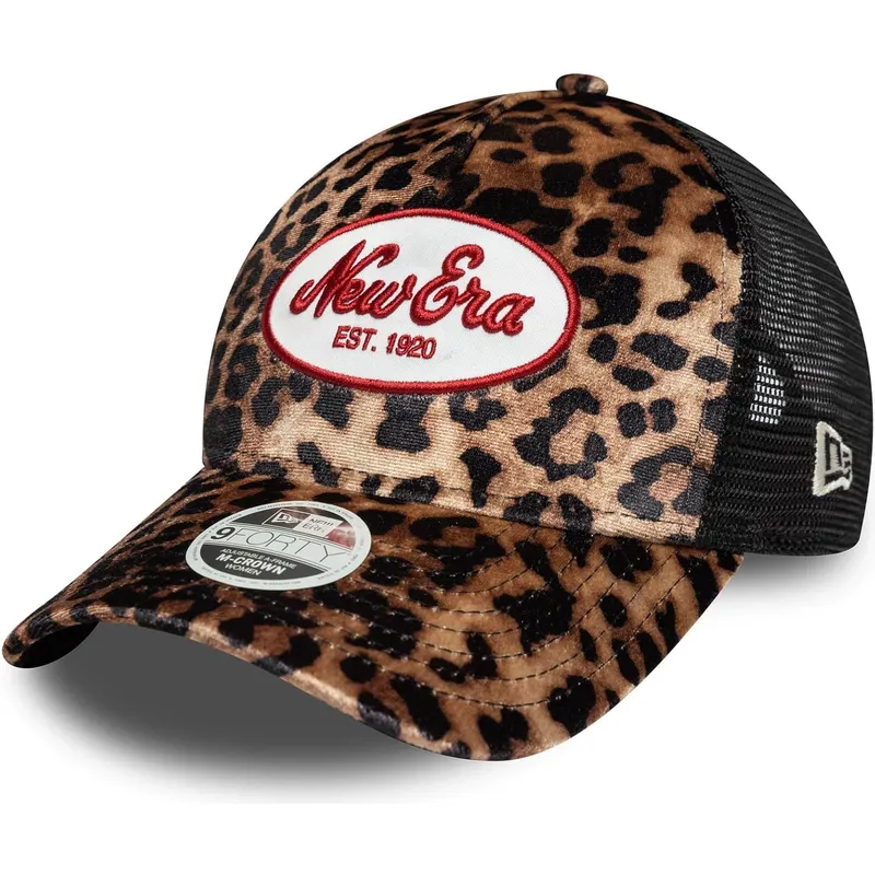 leopard-trucker-kasket-til-kvinder-9forty-a-frame-m-crown-fra-new-era