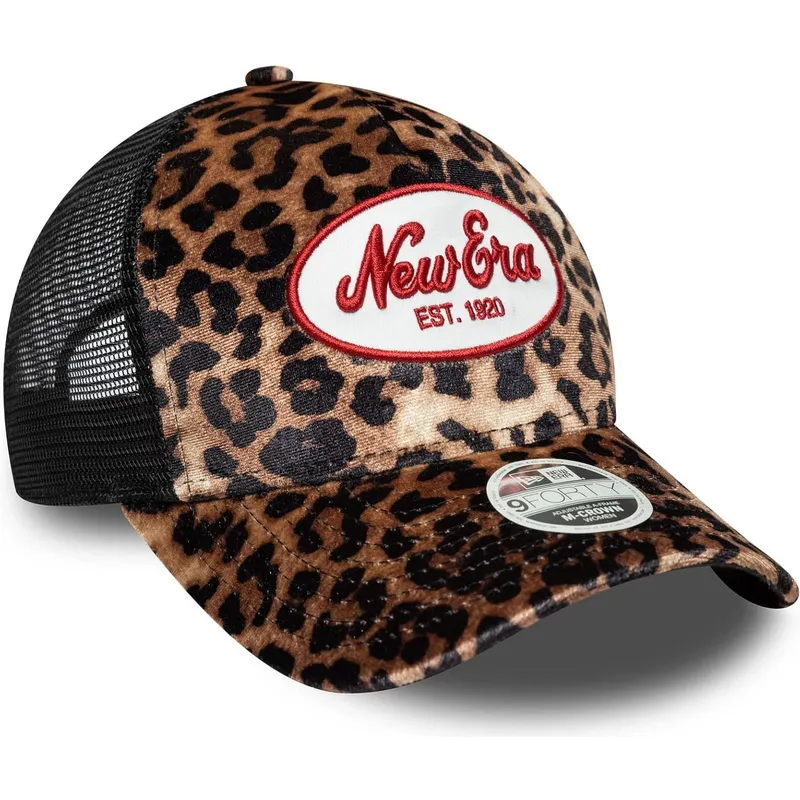 leopard-trucker-kasket-til-kvinder-9forty-a-frame-m-crown-fra-new-era