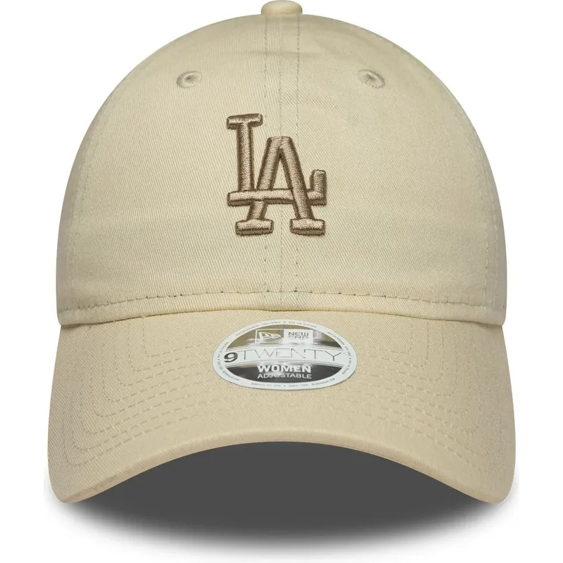 casquette-courbee-beige-ajustable-avec-logo-beige-pour-femme-9twenty-league-essential-midi-los-angeles-dodgers-mlb-new-era