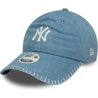 New Era Извита Периферия Дамска 9TWENTY Denim Stitch New York Yankees MLB Синя Регулируема Шапка