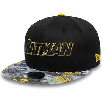 Μαύρο επίπεδο καπέλο snapback για αγόρι 9FIFTY Batman DC Comics από New Era