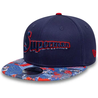 Gorra plana azul marino snapback para niño 9FIFTY de Superman DC Comics de New Era