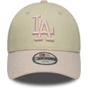 beige-und-rosa-verstellbare-gebogene-kappe-fur-kinder-9forty-league-essential-der-los-angeles-dodgers-mlb-von-new-era