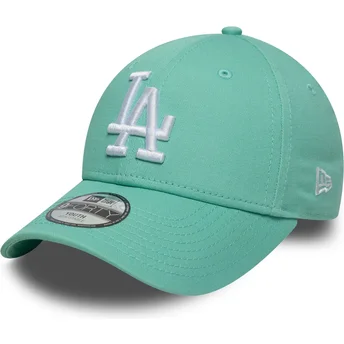 Шапка извита зелена регулируема лента за деца para niño 9FORTY League Essential на Los Angeles Dodgers MLB от New Era