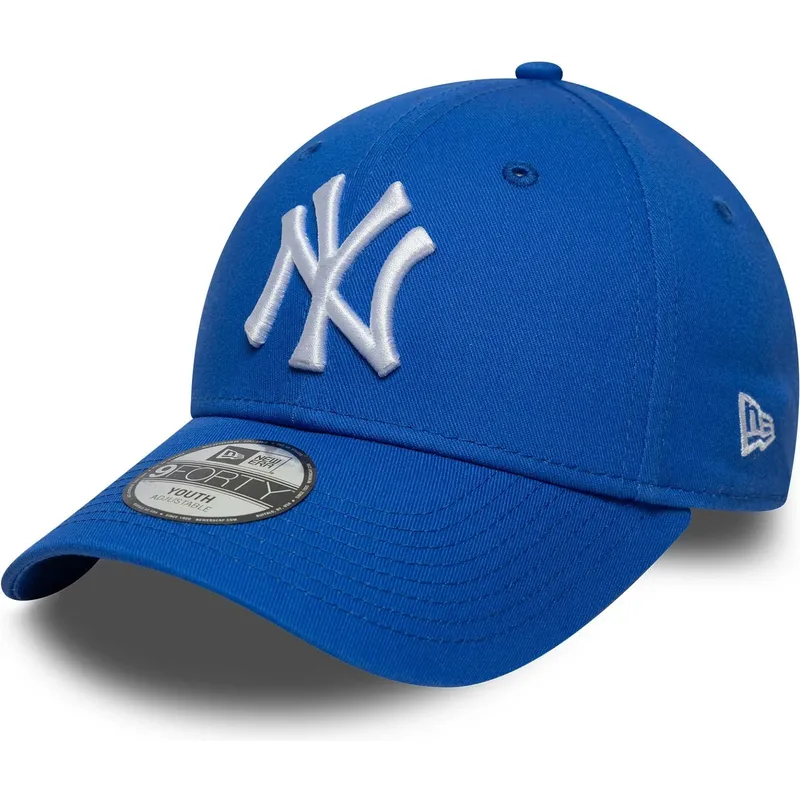 justerbar-bla-buet-kasket-til-dreng-9forty-league-essential-fra-new-york-yankees-mlb-fra-new-era