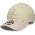 new-era-curved-brim-toddler-9forty-league-essential-los-angeles-dodgers-mlb-beige-and-pink-adjustable-cap