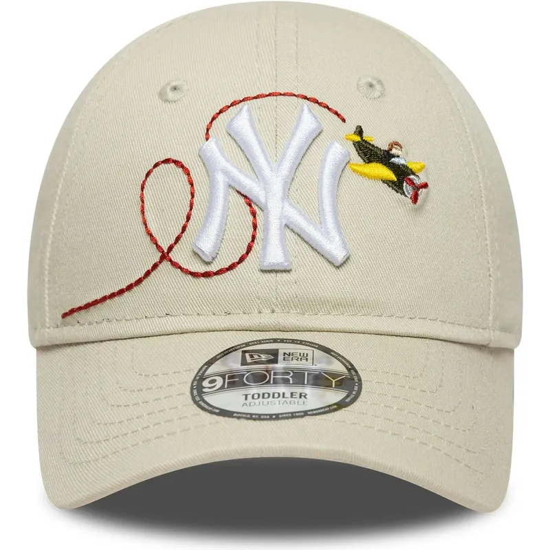 casquette-courbee-beige-ajustable-pour-enfant-pequeno-9forty-plane-icon-new-york-yankees-mlb-new-era