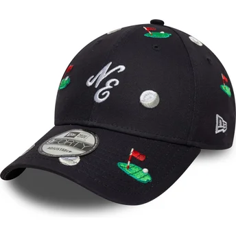 Шапка извита тъмносин регулируема 9FORTY Golf All Over Print от New Era
