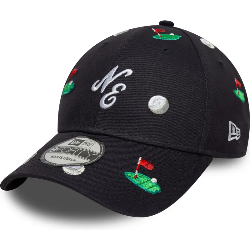 marineblaue-verstellbare-curved-cap-9forty-golf-all-over-print-von-new-era