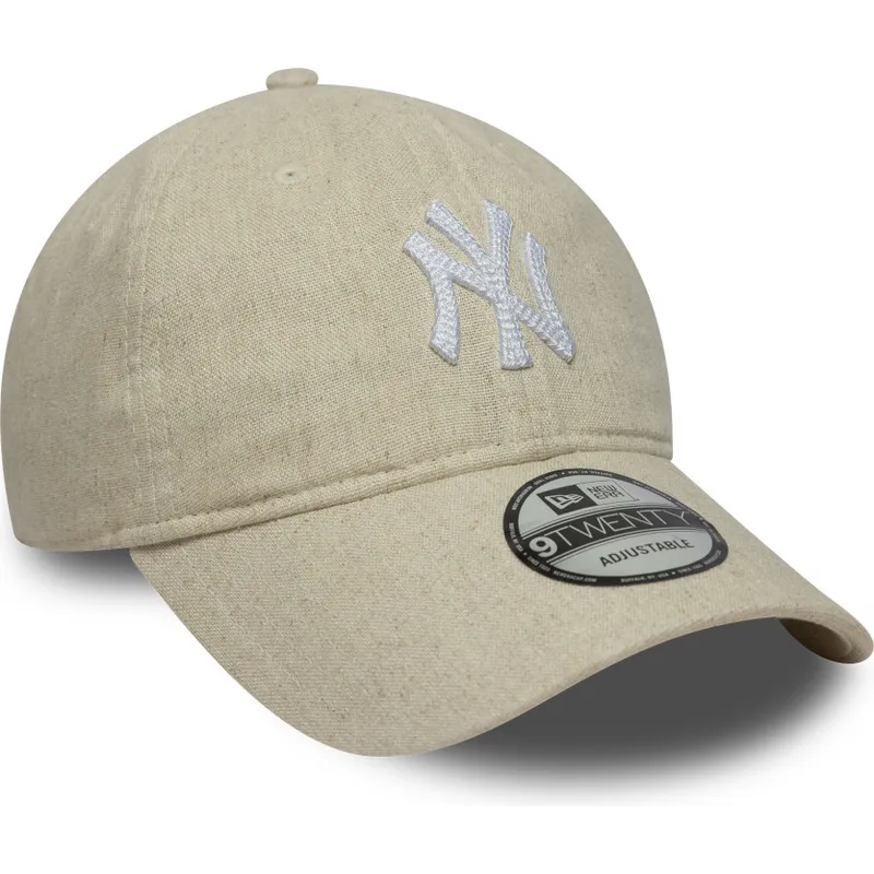 new-era-izvita-periferiya-9twenty-linen-new-york-yankees-mlb-bezhova-reguliruema-shapka