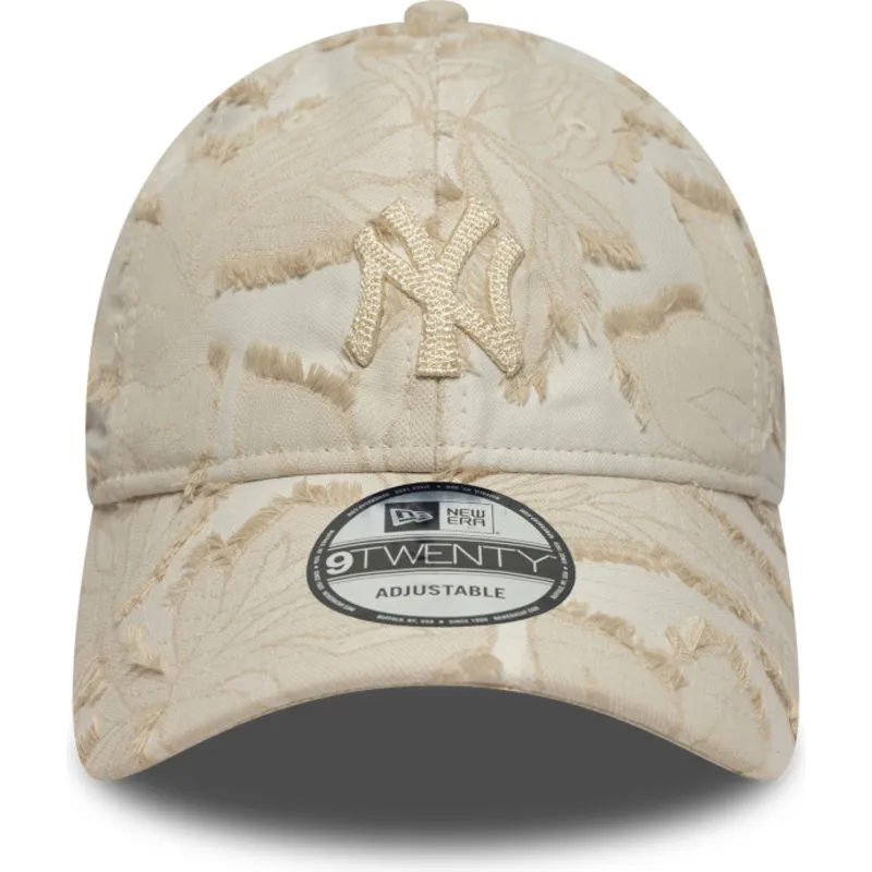 shapka-izvita-bezhov-reguliruema-9twenty-img-floral-na-new-york-yankees-mlb-ot-new-era