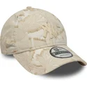 beige-verstellbare-curved-cap-mit-beigem-logo-9twenty-img-floral-der-new-york-yankees-mlb-von-new-era