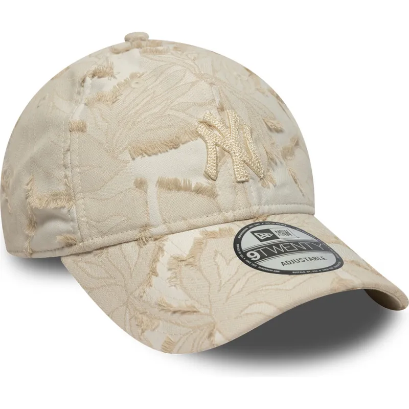shapka-izvita-bezhov-reguliruema-9twenty-img-floral-na-new-york-yankees-mlb-ot-new-era