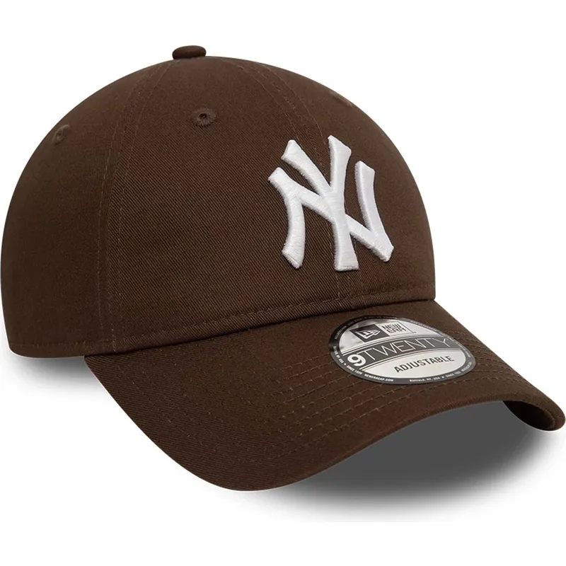 braune-verstellbare-curved-cap-9twenty-league-essential-der-new-york-yankees-mlb-von-new-era