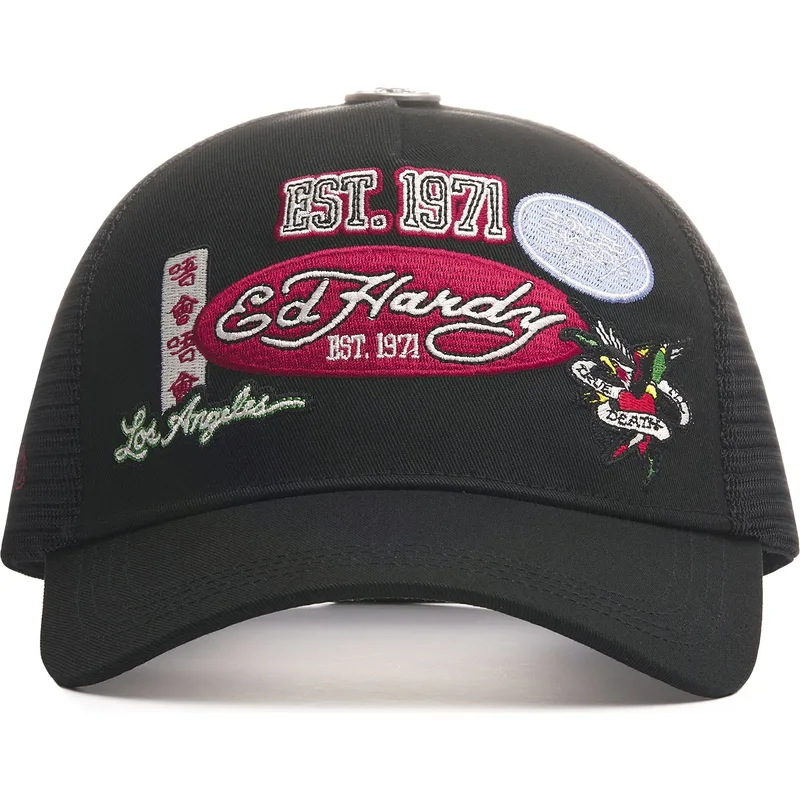 casquette-trucker-noire-est-1971-varsity-ed-hardy