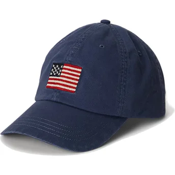 Justerbar marineblå buet kasket Classic Sport Flag fra Polo Ralph Lauren