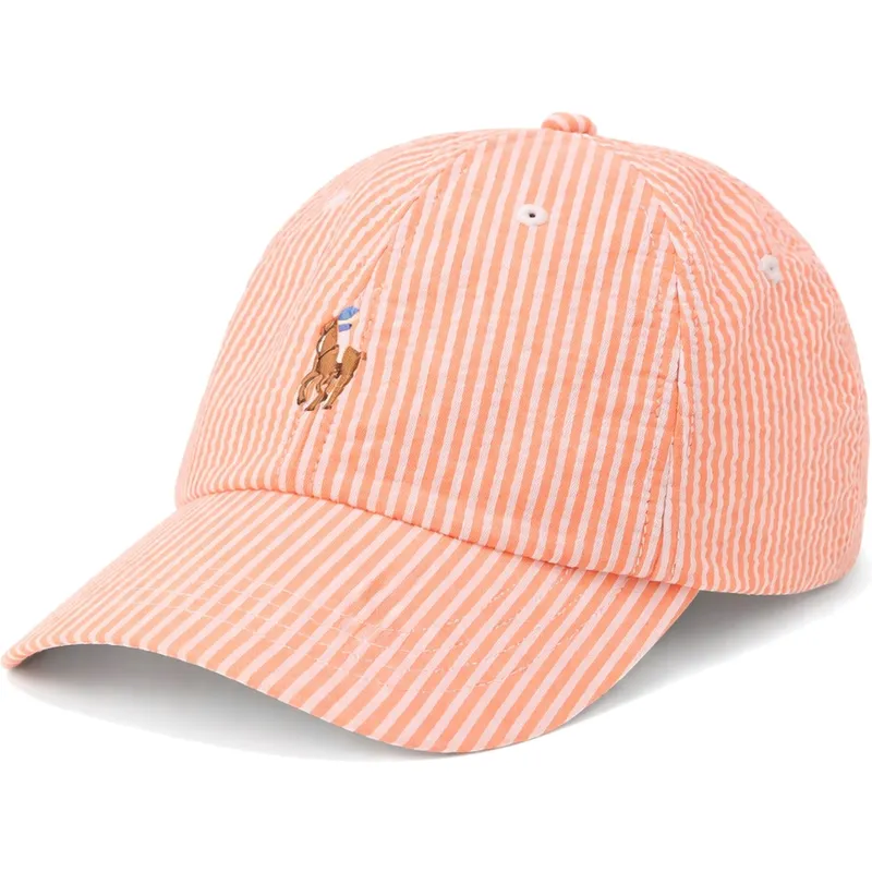 polo-ralph-lauren-shapka-s-izvita-kozirka-stretch-seersucker-oranzheva-reguliruema
