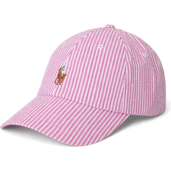 Polo Ralph Lauren Шапка с Извита Козирка Stretch Seersucker Розова Регулируема