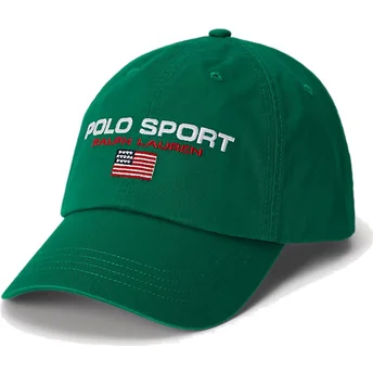 Polo Ralph Lauren Спортна Памучна Зелена Регулируема Шапка с Извита Козирка