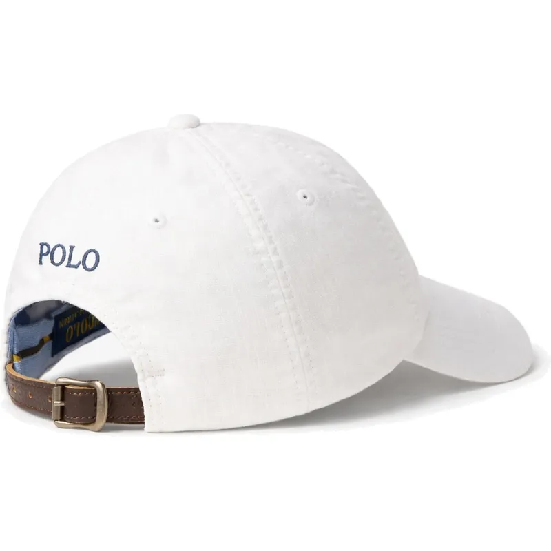 hvid-justerbar-buet-kasket-linen-fra-polo-ralph-lauren