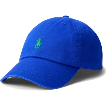 Polo Ralph Lauren Шапка с Извита Козирка Зелено Лого Cotton Chino Classic Sport Синя Регулируема