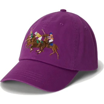 Шапка извита виолетка регулируема Twill Triple Pony от Polo Ralph Lauren