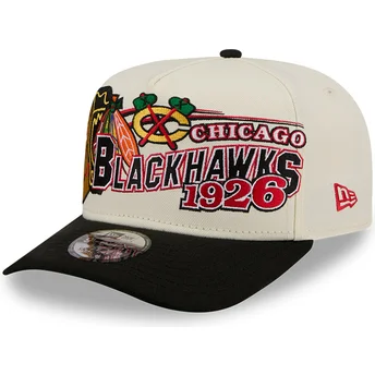 Καπέλο με καμπύλη μπεζ και μαύρο snapback 9FIFTY A Frame Classic των Chicago Blackhawks NHL της New Era