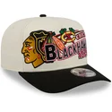 buet-beige-og-sort-snapback-kasket-9fifty-a-frame-classic-fra-chicago-blackhawks-nhl-fra-new-era