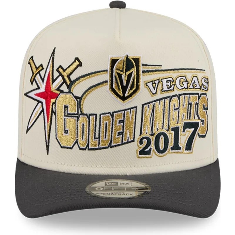 casquette-courbee-beige-et-noire-snapback-9fifty-a-frame-classic-vegas-golden-knights-nhl-new-era
