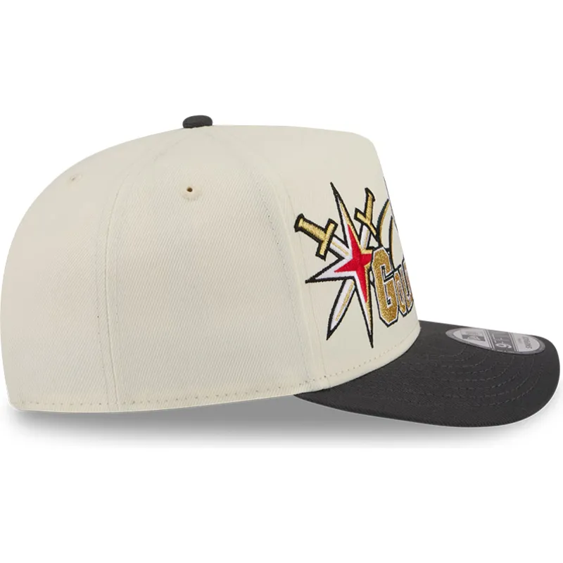 buet-beige-og-sort-snapback-kasket-9fifty-a-frame-classic-fra-vegas-golden-knights-nhl-fra-new-era