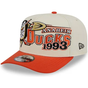New Era Curved Brim 9FIFTY A Frame Classic Anaheim Ducks NHL Beige and Orange Snapback Cap