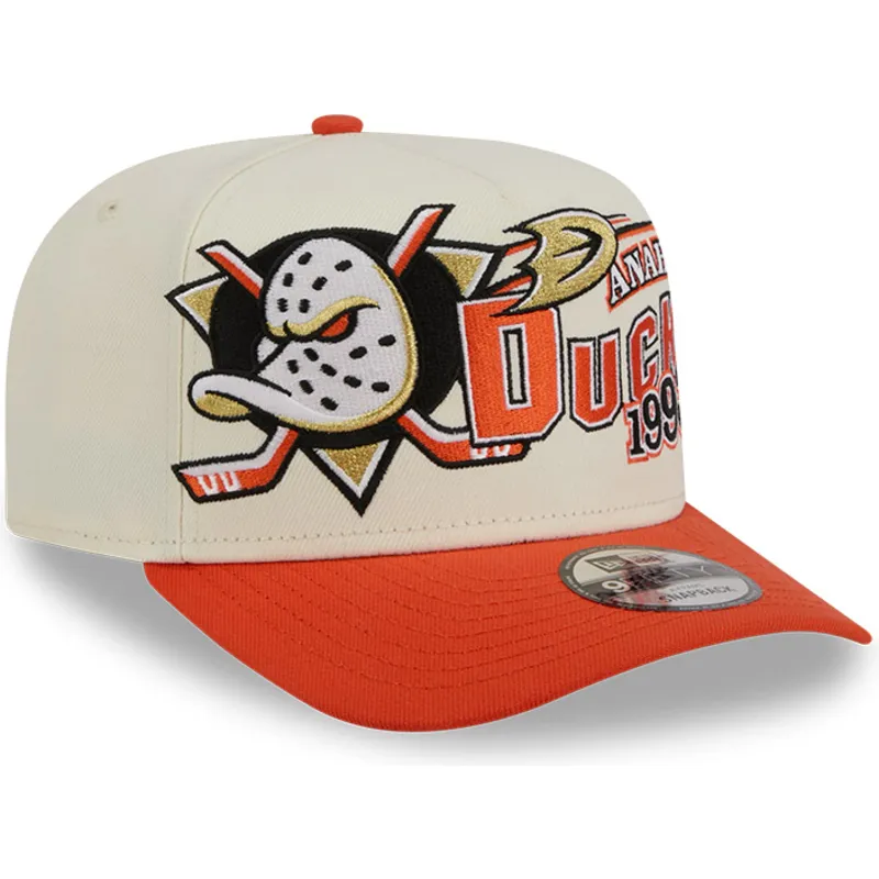 buet-beige-og-orange-snapback-kasket-9fifty-a-frame-classic-fra-anaheim-ducks-nhl-fra-new-era