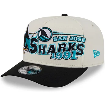 Casquette courbée beige et noire snapback 9FIFTY A Frame Classic San Jose Sharks NHL New Era