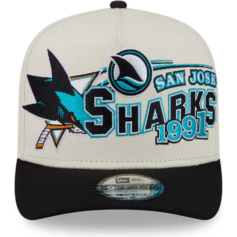 beige-og-sort-buet-kasket-snapback-9fifty-a-frame-classic-fra-san-jose-sharks-nhl-fra-new-era