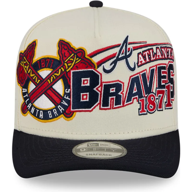 shapka-izvita-bezhov-snapbek-9fifty-a-frame-classic-na-atlanta-braves-mlb-ot-new-era