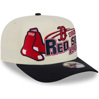 New Era Curved Brim 9FIFTY A Frame Classic Boston Red Sox MLB Бежова и Черна Шапка с Плоска Козирка