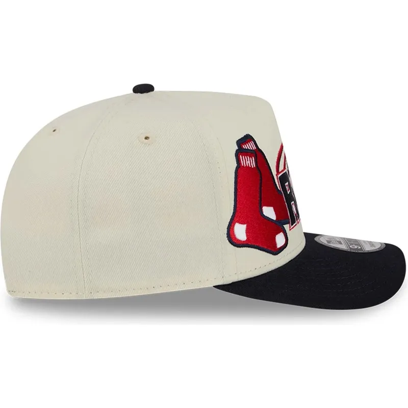 buet-beige-og-sort-snapback-kasket-9fifty-a-frame-classic-fra-boston-red-sox-mlb-fra-new-era