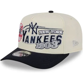 Beige und marineblaue gebogene Snapback-Kappe 9FIFTY A Frame Classic der New York Yankees MLB von New Era