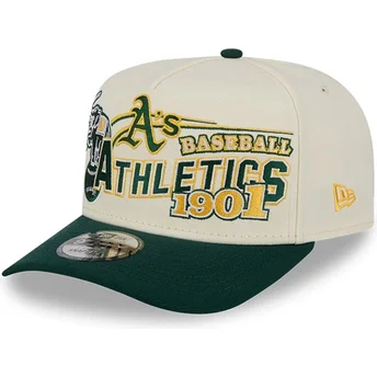 Beige und grüne gebogene Snapback-Kappe 9FIFTY A Frame Classic von Oakland Athletics MLB von New Era