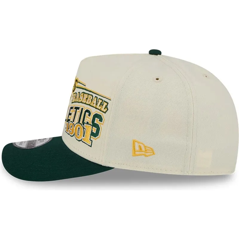 buet-beige-og-gron-snapback-kasket-9fifty-a-frame-classic-fra-oakland-athletics-mlb-fra-new-era