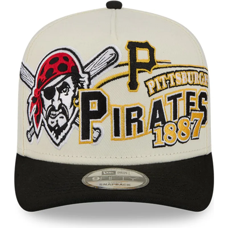 buet-beige-og-sort-snapback-kasket-9fifty-a-frame-classic-fra-pittsburgh-pirates-mlb-fra-new-era