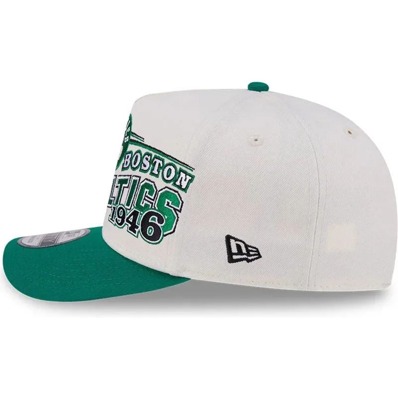 buet-beige-og-gron-snapback-kasket-9fifty-a-frame-classic-fra-boston-celtics-nba-fra-new-era