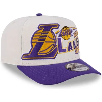 New Era Curved Brim 9FIFTY A Frame Classic Los Angeles Lakers NBA Бежова и Лилава Шапка с Плоска Козирка