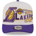 beige-und-violette-gebogene-snapback-kappe-9fifty-a-frame-classic-der-los-angeles-lakers-nba-von-new-era
