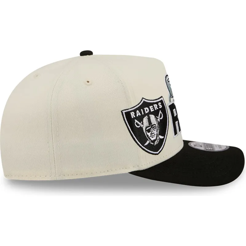 buet-beige-og-sort-snapback-kasket-9fifty-a-frame-classic-fra-las-vegas-raiders-nfl-fra-new-era
