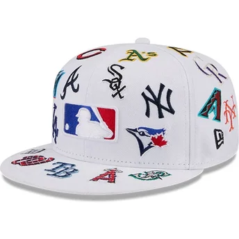 Шапка плоска бяла регулируема 59FIFTY All Over на MLB от New Era